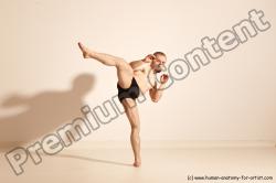 Underwear Martial art Man White Moving poses Slim Short Blond Dynamic poses Academic